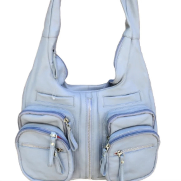 Michael‎ Rome blue nappa leather shoulder bag NWT - Picture 1 of 16
